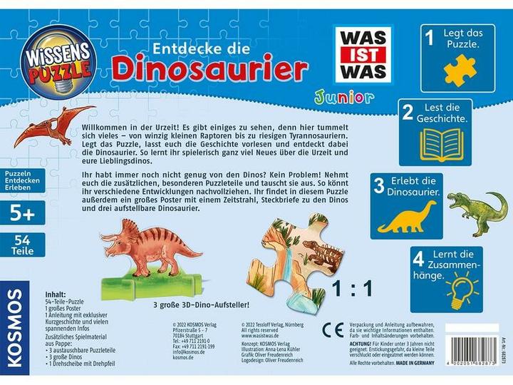 Actual product image Kosmos Knowledge puzzle What is What Junior - Discover the dinosaurs (54 pieces)