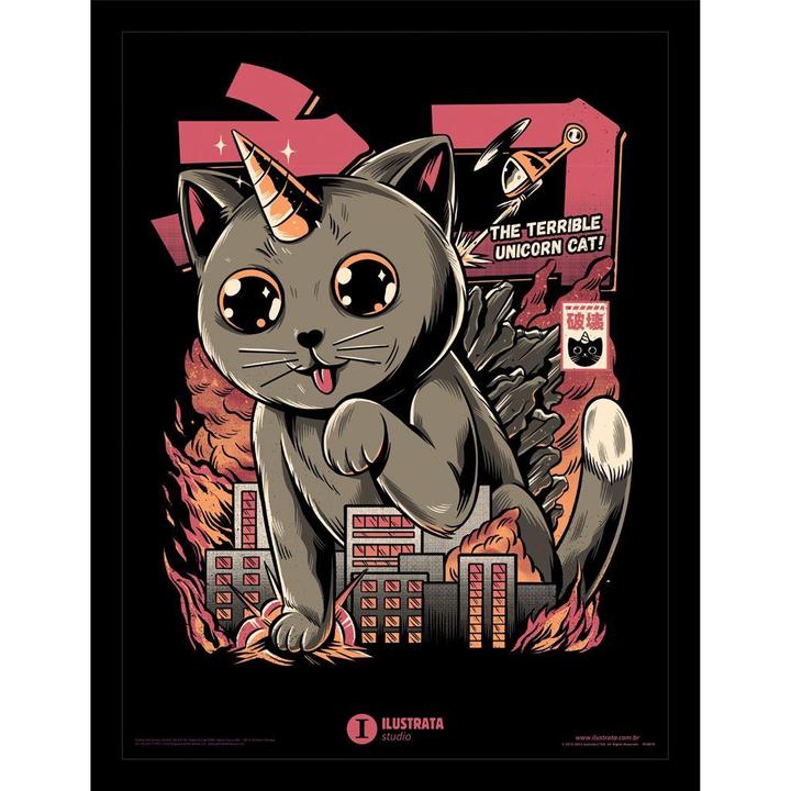Ilustrata Gerahmtes Poster Catzilla (40 x 40 cm)