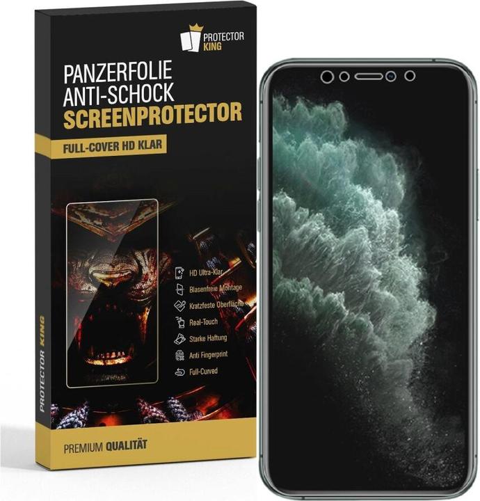 Produktbild Protectorking 1x Panzerfolie Anti-Shock Full Cover HD Klar (1 Stück, Apple iPhone X)