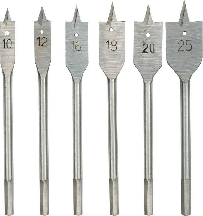 Image du produit Toya Jeu de mèches à bois 6 pcs. plates (10 - 25 mm, Ø1-10mm)