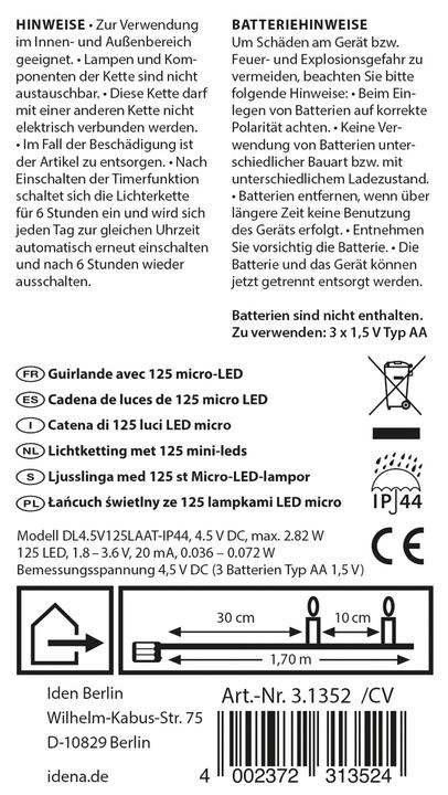 Produktbild Idena LED Lichterkette 125er, Cascade, 6h Timer (1.70 m)