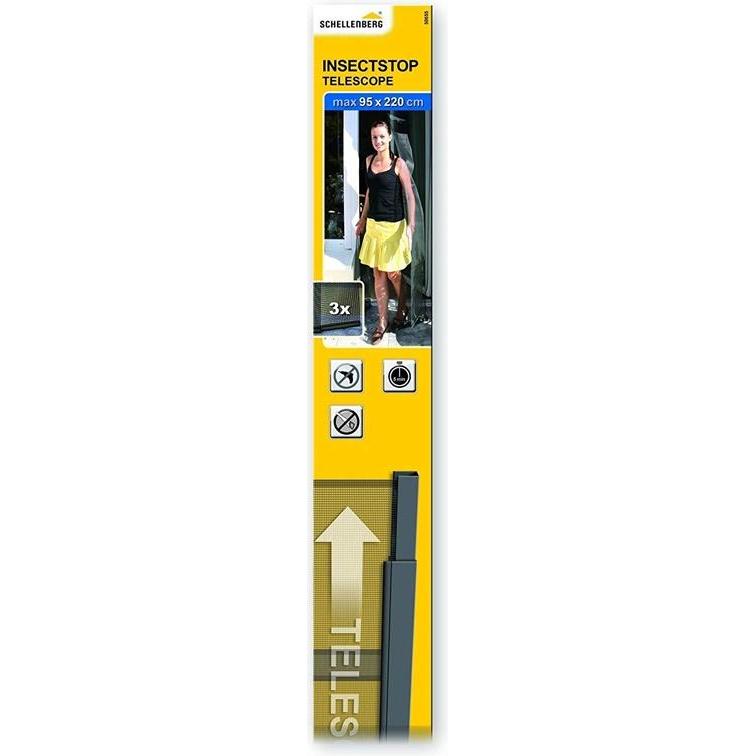 Schellenberg, Zanzariera, Tenda per porta insetti Telescope, antracite, 95 x 220 cm (95 x 220 cm)