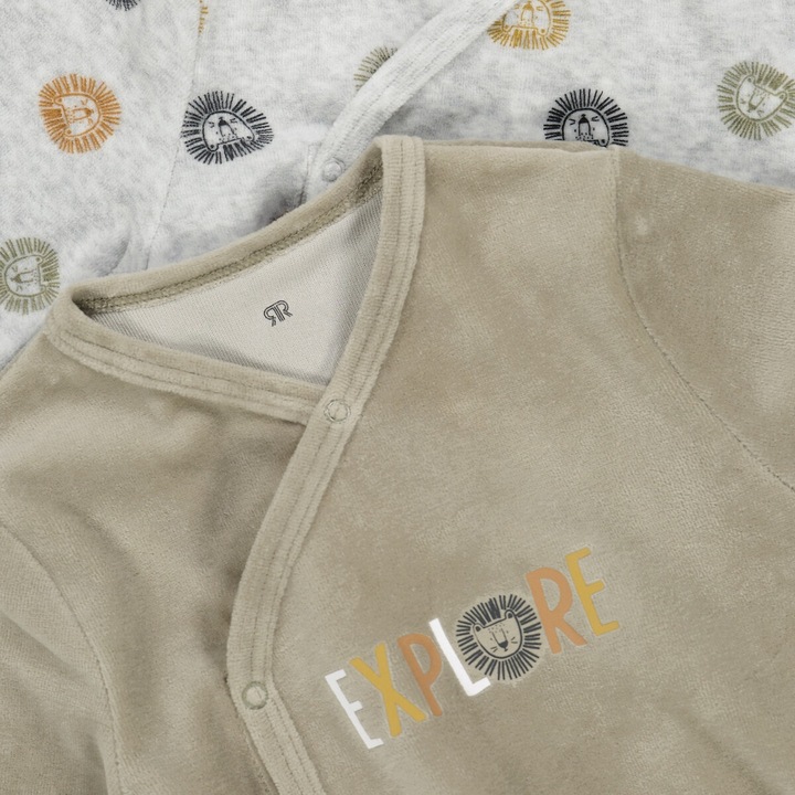 Actual product image La Redoute Collections 2-Pack Velvet Romper with Lion Motif (74)