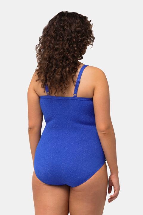 Image du produit Ulla Popken Maillot de bain texturé scintillant style cache-coeur, bonnets souples, matière recyclée (56)