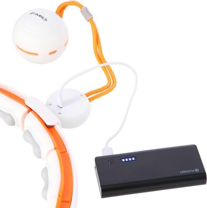 Image du produit HMS Hhm21 Hula Hoop Blanc/Orange Avec Aimants Tpe Patte Et Poids + Compteur (90 cm, 800 g)