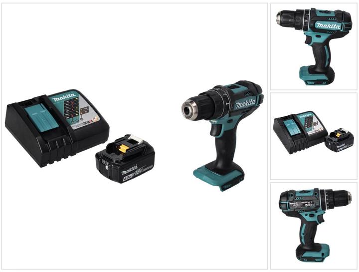Produktbild Makita DHP 482 RM1 Akku Schlagbohrschrauber 18 V 62 Nm + 1x Akku 4,0 Ah + Ladegerät