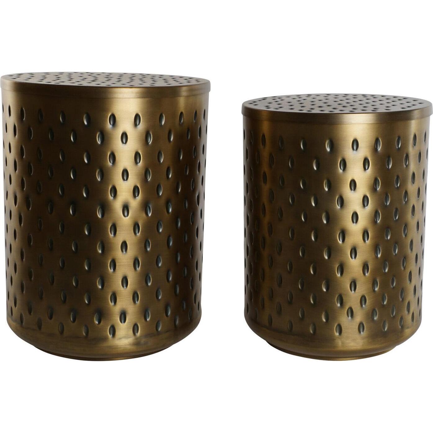 Esprit, Mobile TV, Set of 2 tables Home Golden Metal 43 x 43 x 54 cm