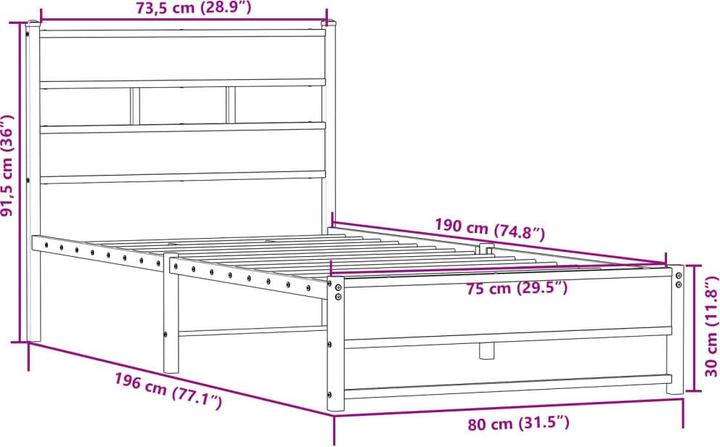 Image du produit vidaXL Bettgestell (75 x 190 cm)
