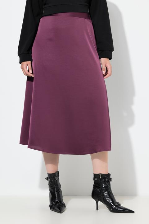 Image du produit Ulla Popken Jupe midi en satin, silhouette en A et ceinture confortable (50, 52)