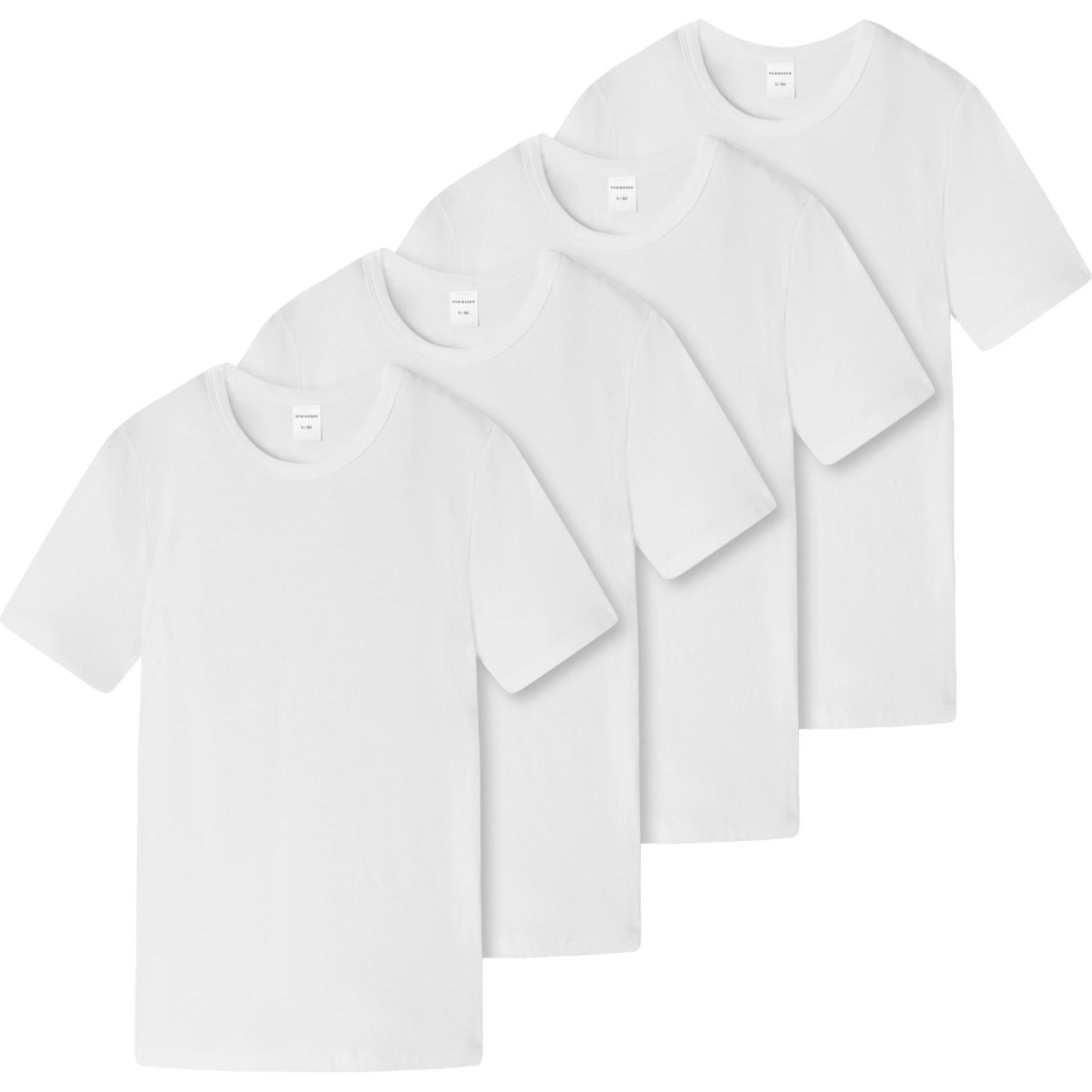 Schiesser, Jungen, Shirt, 4er Pack Teens Boys - 95/5 Organic Cotton T-Shirt / Unterhemd, Weiss, (152)