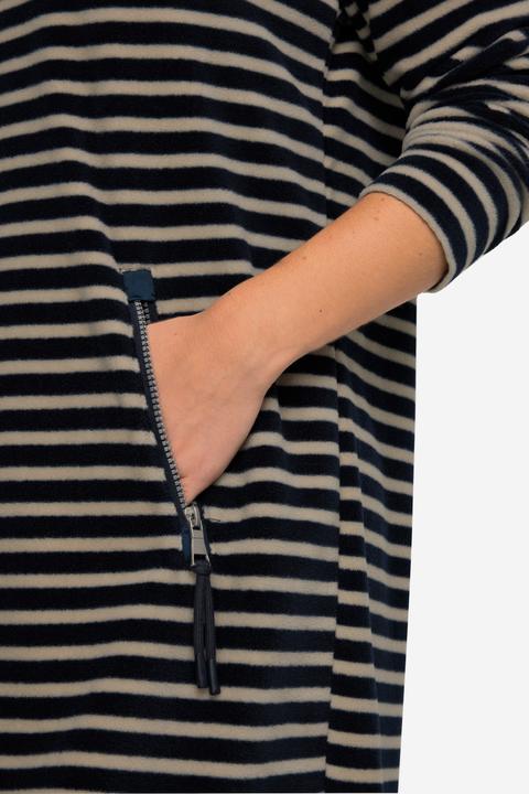 Produktbild Laurasøn Kleid, geringelter Fleece, Midilänge, Kapuze, Langarm, OEKO-TEX (S)