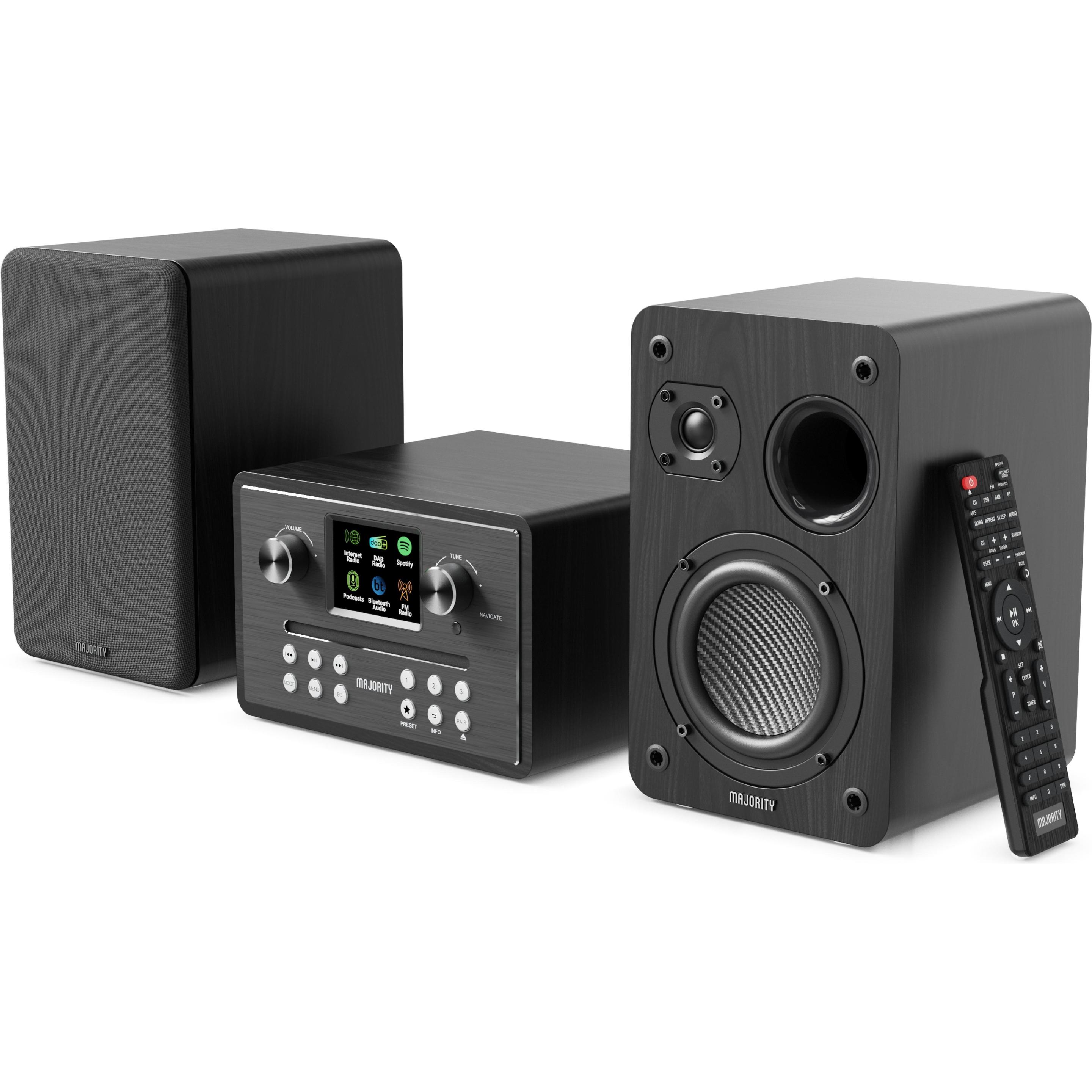 Majority Nero Homerton Hifi Audiosystem (Bluetooth, Lettore Cd), Impianto Stereo,