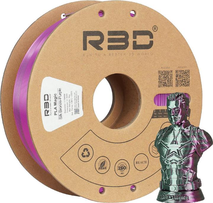 Actual product image R3D eSilk Magic-PLA Bronze-Purple Filament 1.75mm 1Kg (PLA, 1.75 mm, 1000 g, Bronze)
