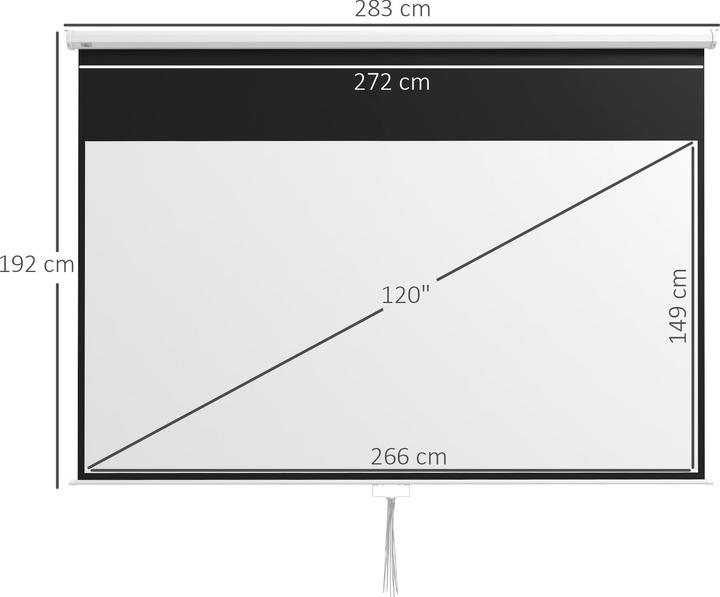 Produktbild Homcom Beamer Leinwand Kunststoff, Metall Weiss (120", 16:9)