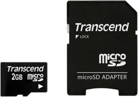 Image du produit Transcend Carte avec adaptateur SD (2 Go, microSD)