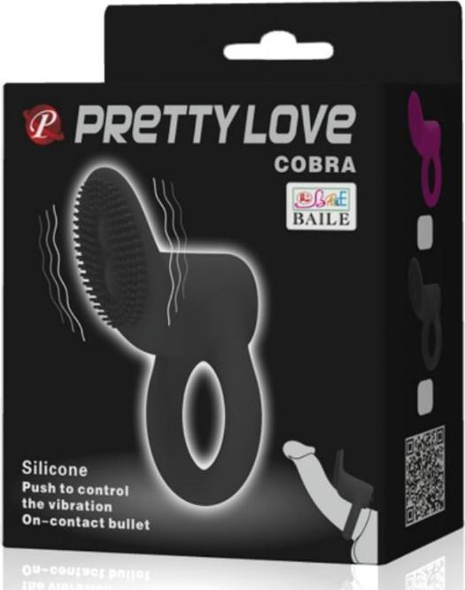 Actual product image Pretty Love Vibrating Ring Cobra - Black (2.40 cm)