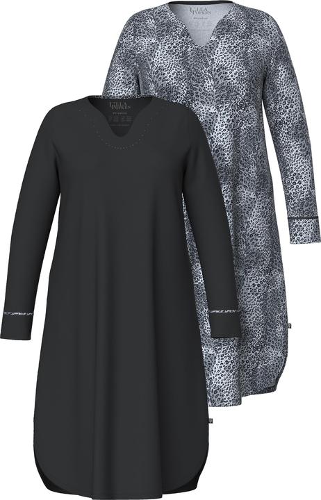 Image du produit Ulla Popken Lot de 2 T-shirts de nuit à col tunisien et manches longues (42, 44)