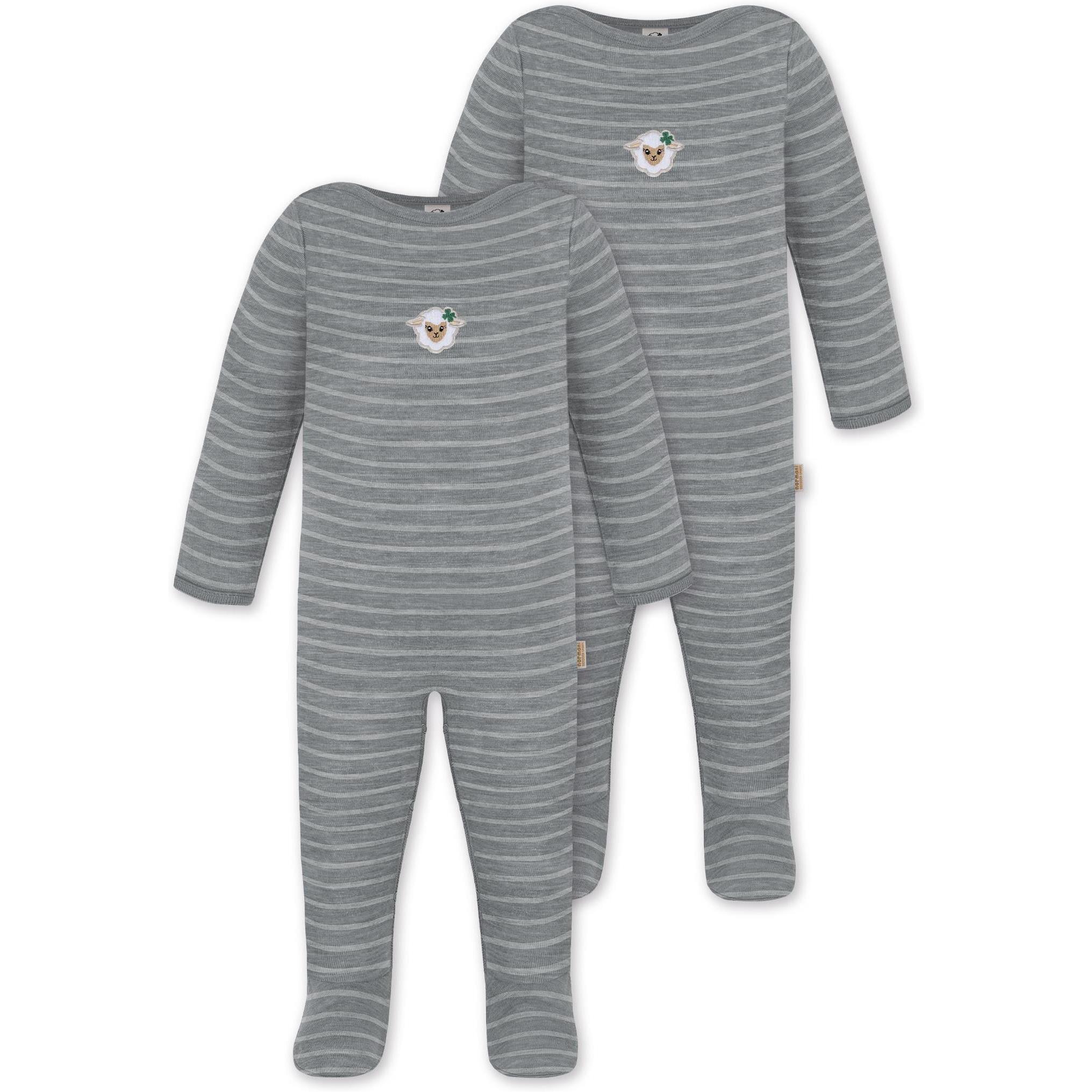 Normani, Herren, Strampler, 2er Pack Baby Merino Strampler „Levin" - 9411, Grau, (74)