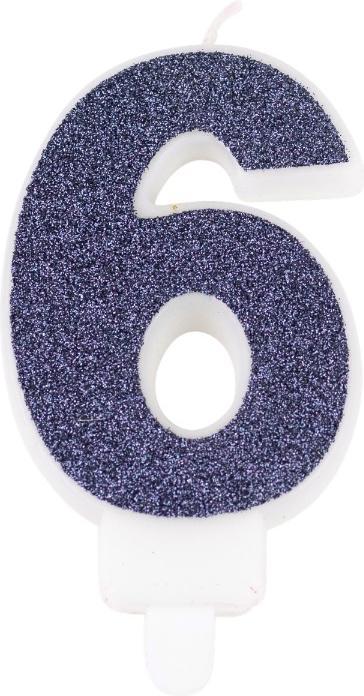 Navy blue number candle 6