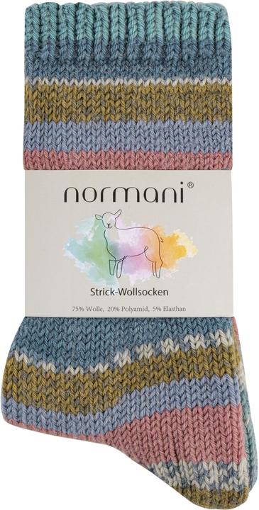 Produktbild Normani 2 Paar Gestrickte Wollsocken Bunt-geringelt - 9093 (2er Pack, 35 - 38)