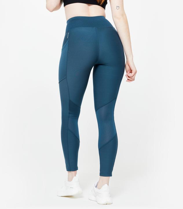 Immagine prodotto Domyos Leggings sportivi da donna con tasca per cellulare a vita alta - blu (W26/L30)