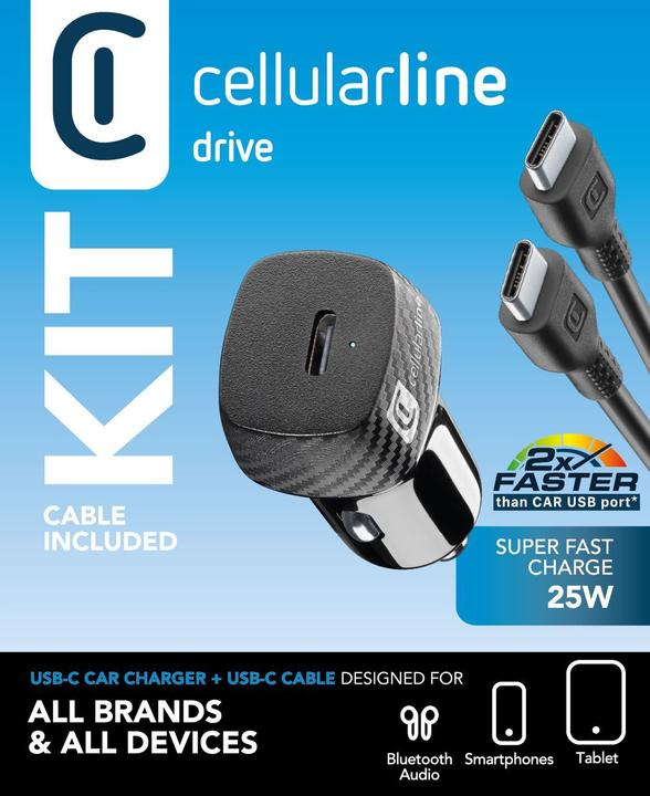 Image du produit Cellularline Super Fast Car Power Kit 25W - USB-C to USB-C - Samsung