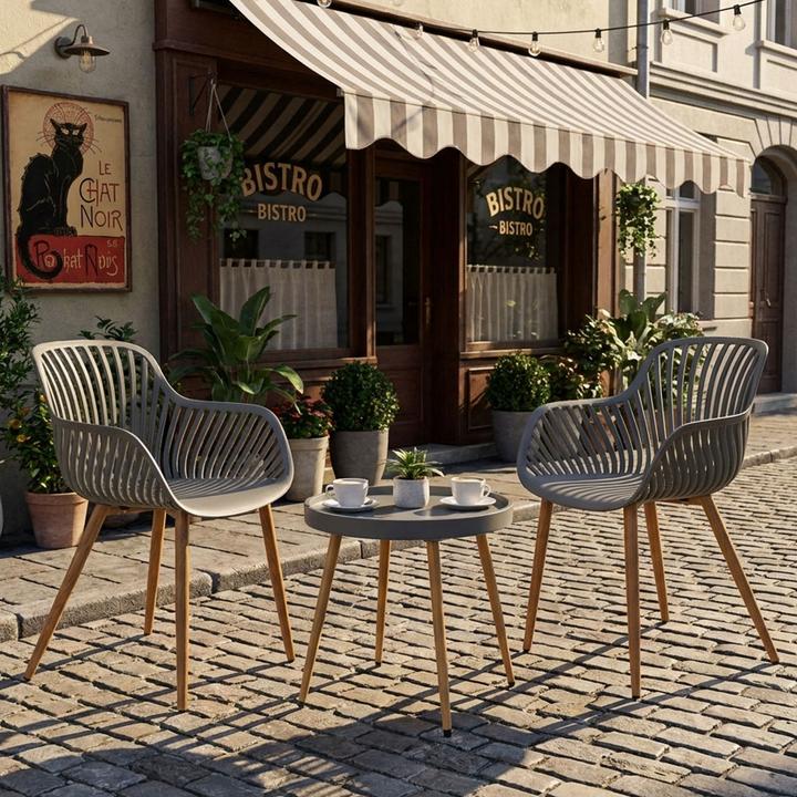 Actual product image ProGarden Sitzgruppe mit Balkontisch, 3-tlg. grau (49.50 x 47.50 cm)