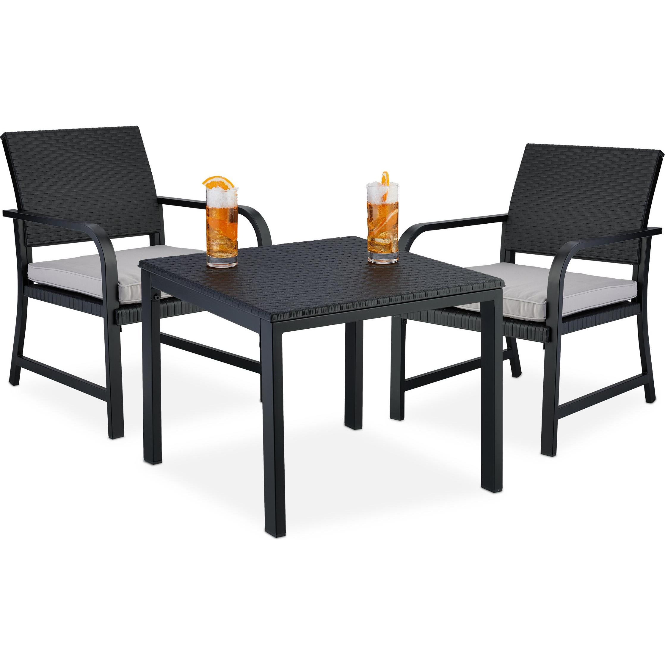 Relaxdays, Gartentisch + Balkontisch, 3-tlg. Balkonmöbel-Set (48 cm)