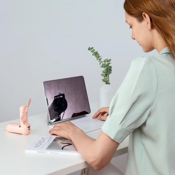 Image du produit Jisulife Handheld Fan Life8 Portable USB Fan with Power Bank Function 2000mAh and Flashlight - Pink