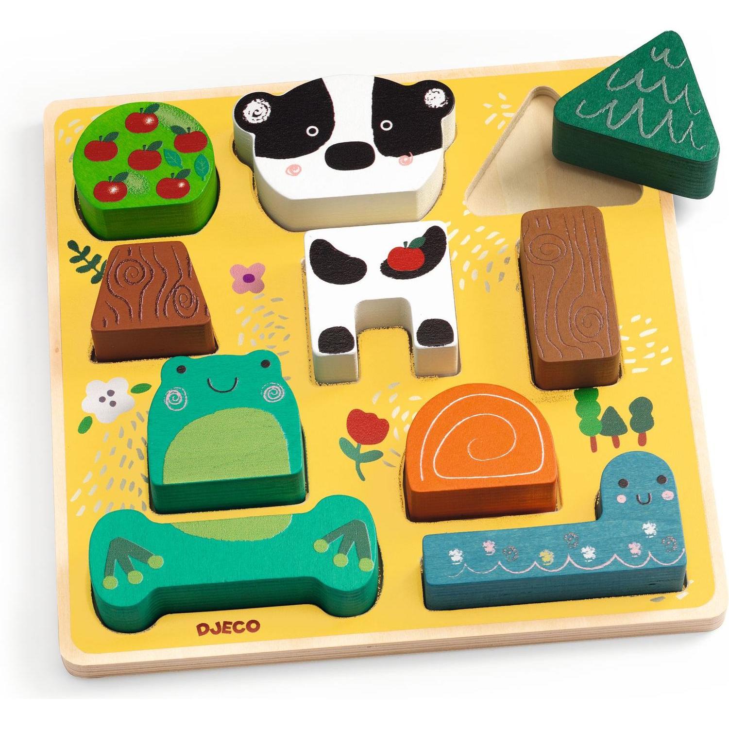 Djeco Holzpuzzle - Konstruktionsspiel - Laimingi (10 Teile)
