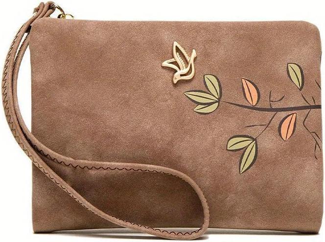 Actual product image Only-Bags.Store Stilvolle kurze Brieftasche mit Handschlaufe - Kartenhalter mit Blumenmuster in Beige, kompakte