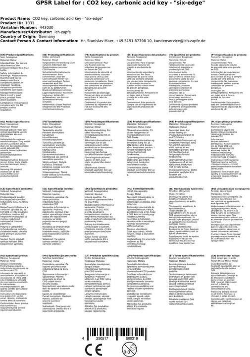 Actual product image Ich-zapfe CO2 key, carbonic acid key - "hexagonal" (30 mm)