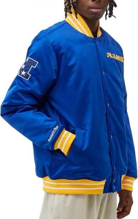 Actual product image Mitchell & Ness NFL Heavyweight Satin Jacket for Men Los Angeles Rams (L)