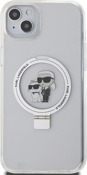 Produktbild Karl Lagerfeld Hülle TPU Ring Stand Karl und Choupette, Transparent Series (Apple iPhone 15 Plus)