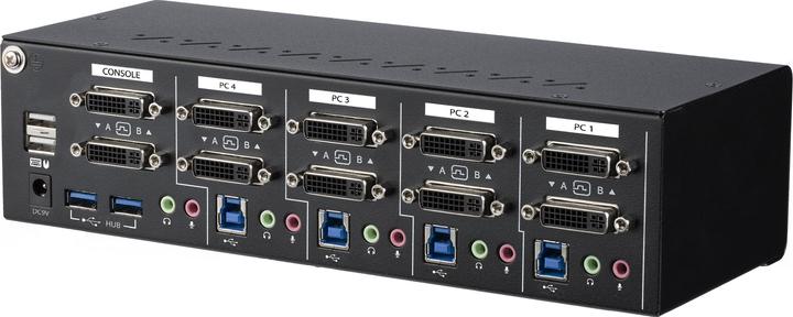 Produktbild StarTech com 4 Port Dual Monitor DVI KVM Switch mit USB 3.0 Hub - Dual Link DVI Umschalter, 18 W, Sc