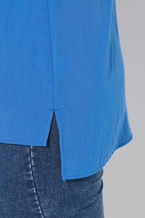 Immagine prodotto Ulla Popken Blusa in misto lino dal taglio oversize con collo con risvolti e mezze maniche (50, 52)