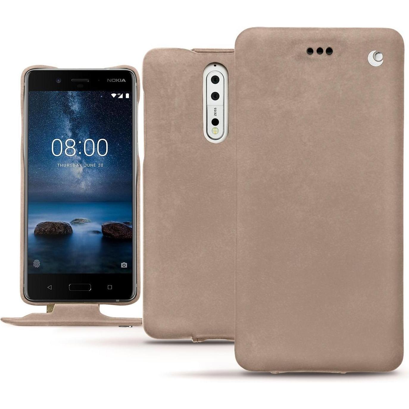 Noreve Lederschutzhülle vertikal (Nokia 8), Smartphone Hülle, Beige