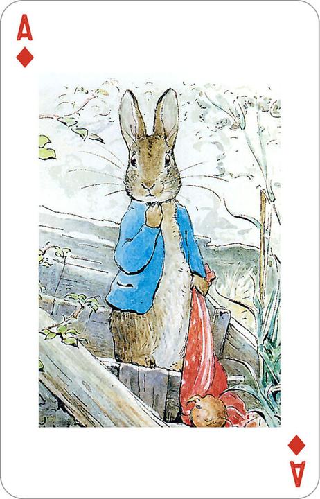 Actual product image Beatrix Potter card game. 54 playing cards with 30 motifs of Peter Rabbit and his friends (German)