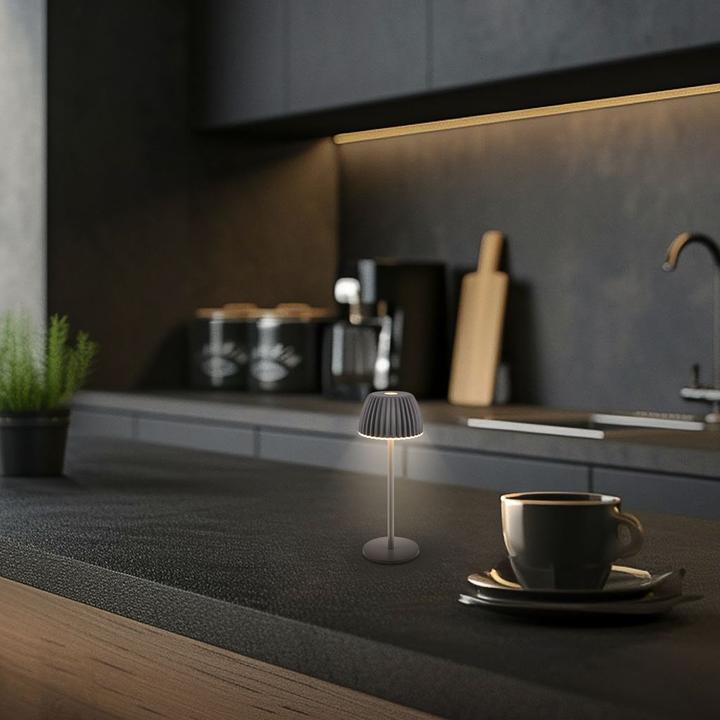 Produktbild Briloner Brilo unplugged RIFFLE Akku Nano Tischleuchte mit Lichtkante - Anthrazit (130 lm)