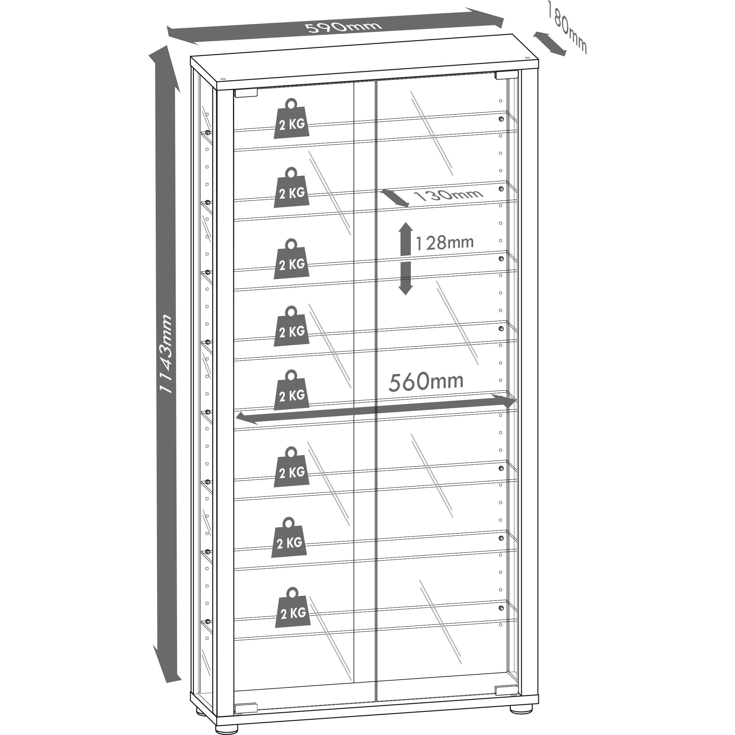 Thumbnail - VCM, Vitrine + Buffetschrank, Sammel Wandvitrine Holz Glas Vitrosa Maxi (59 x 18 x 114 cm)