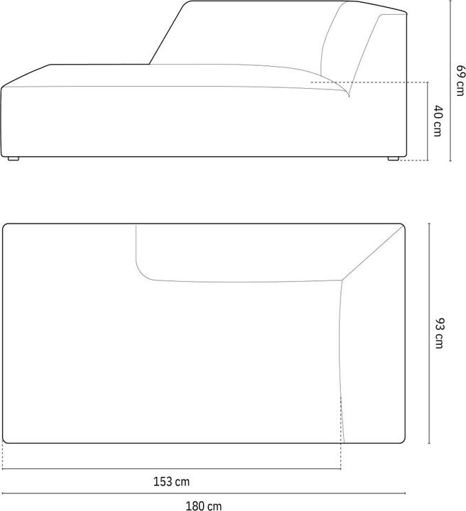 Actual product image Micadoni Chaise Longue Right, "Ruby", 1 Seat, 180x93x69 Made in Europe (Recamiere)