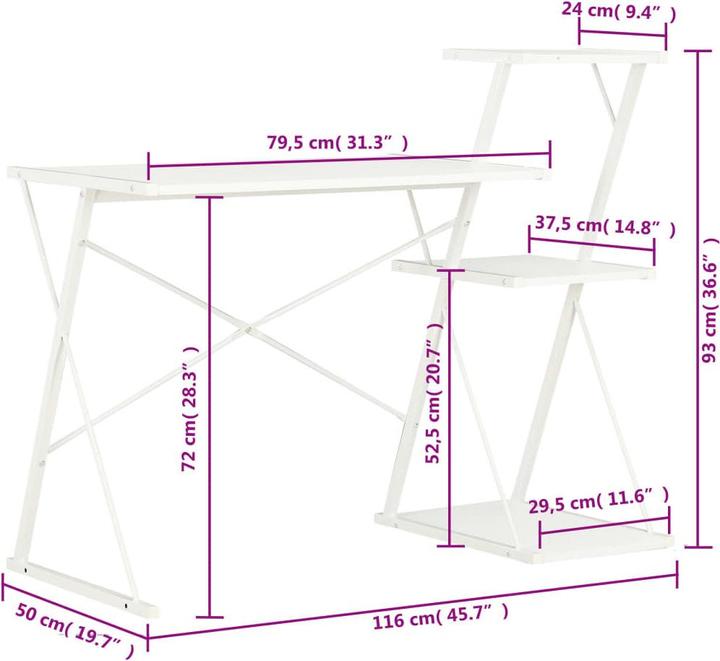 Produktbild vidaXL Schreibtisch (50 x 116 x 93 cm)