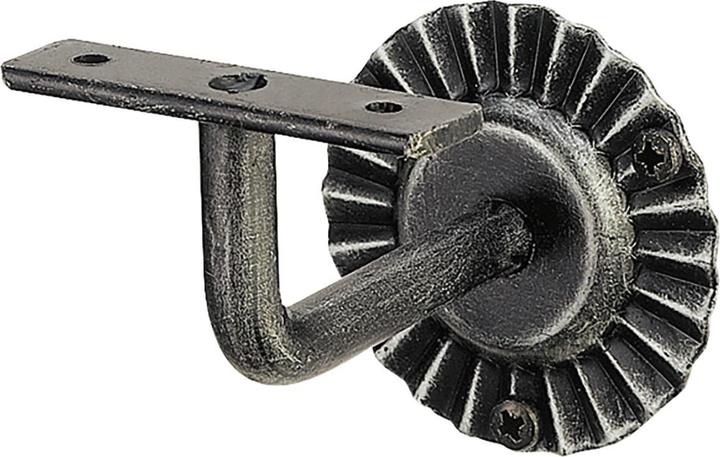 Schösswender Handrail support with bracket, wall distance 90, black lacquered, patinated (Patinated, Black lacquered wrought iron)