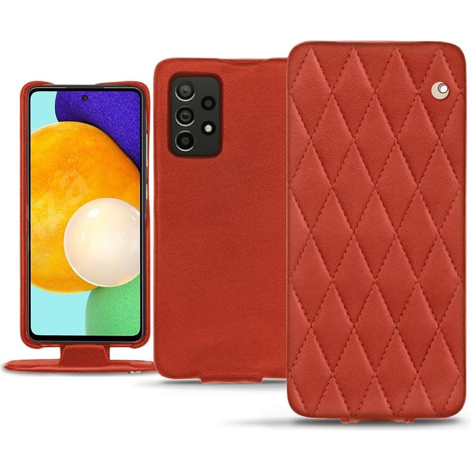 Noreve Lederschutzhülle vertikal (Samsung Galaxy A52), Smartphone Hülle, Orange