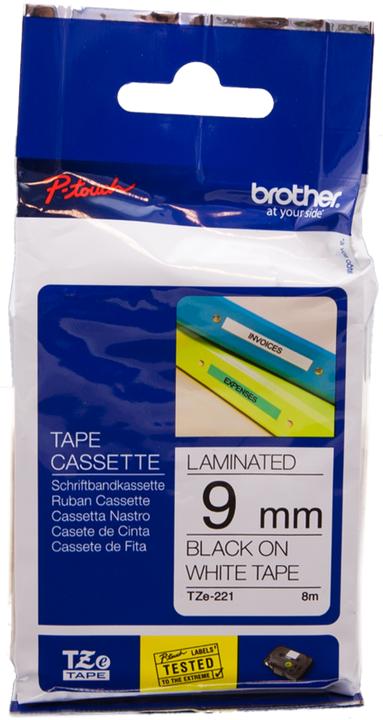 Actual product image Brother TZe-221 (0.90 cm, White, Black)