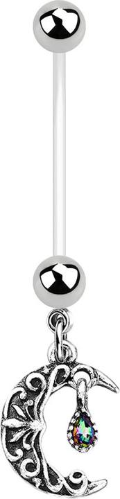 Immagine prodotto Star Piercing Banana trasparente con due palline ciondolo in argento a forma di mezza luna con cristallo (Ottone, Acciaio chirurgico 316L, Materiale sintetico)
