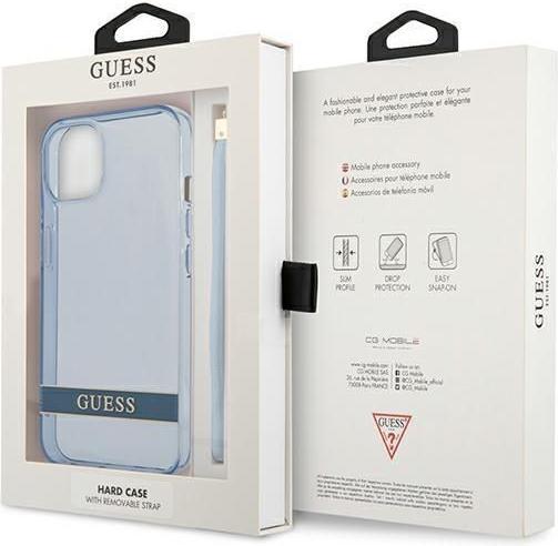 Actual product image Guess GUHCP13SHTSGSB iPhone 13 mini 5.4" niebieski/blue hardcase Translucent Staple (Apple iPhone 13 mini)