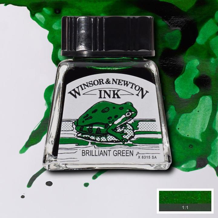 Actual product image Winsor & Newton Drawing Ink 14ml Brilliant Green 046 (1 Piece, Green)