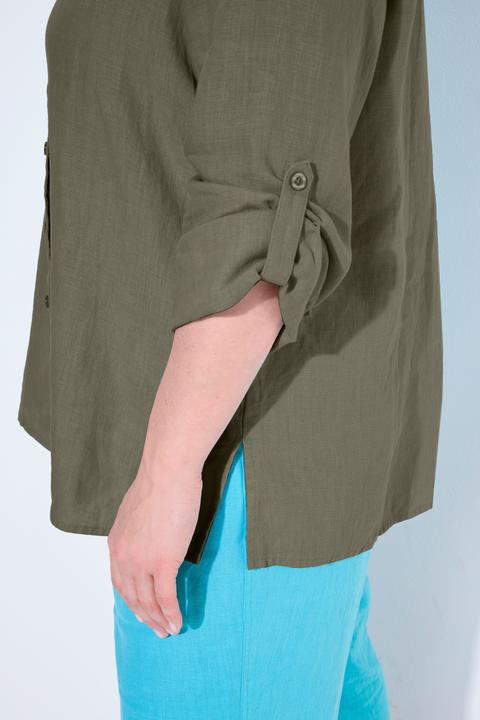 Produktbild Ulla Popken Bluse, Leinen, offener Kragen, Langarm (56)