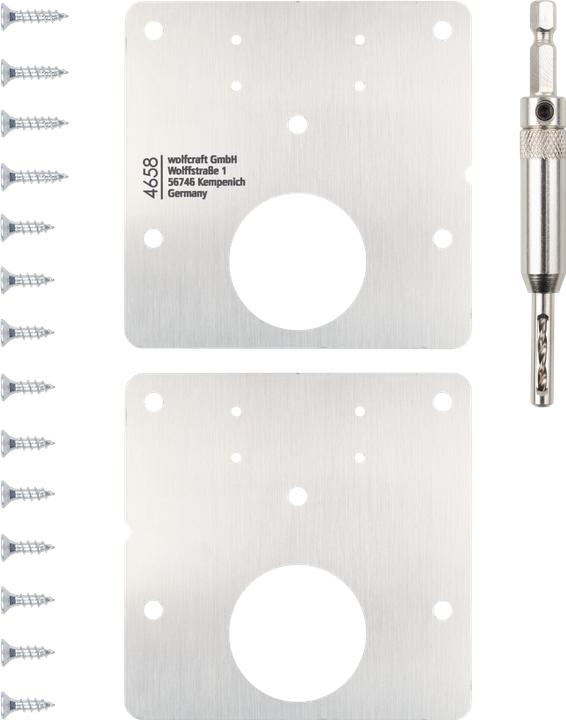 Productafbeelding wolfcraft 1 Rep. montageplaat set voor kopscharnier